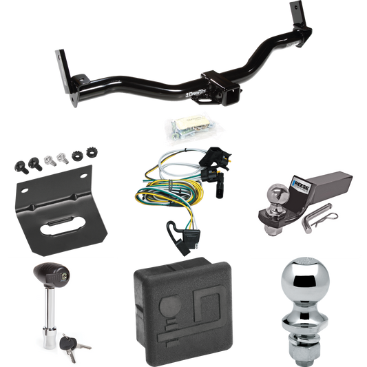 Fits 2001-2003 Ford Explorer Sport Trailer Hitch Tow PKG w/ 4-Flat Wiring + Starter Kit Ball Mount w/ 2" Drop & 2" Ball + 1-7/8" Ball + Wiring Bracket + Hitch Lock + Hitch Cover By Draw-Tite