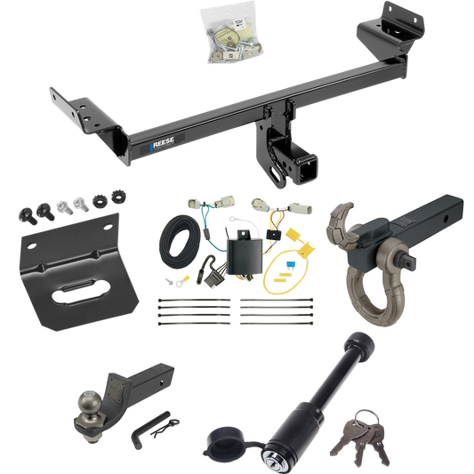 Fits 2016-2018 Lincoln MKX Trailer Hitch Tow PKG w/ 4-Flat Wiring + Interlock Tactical Starter Kit w/ 2" Drop & 2" Ball + Tactical Hook & Shackle Mount + Tactical Dogbone Lock + Wiring Bracket By Reese Towpower