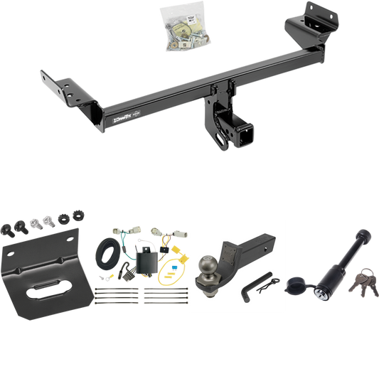 Se adapta al paquete de enganche de remolque Lincoln MKX 2016-2018 con 4 cables planos + kit de inicio táctico de enclavamiento con caída de 2" y bola de 2" + bloqueo táctico de hueso de perro + soporte de cableado de Draw-Tite