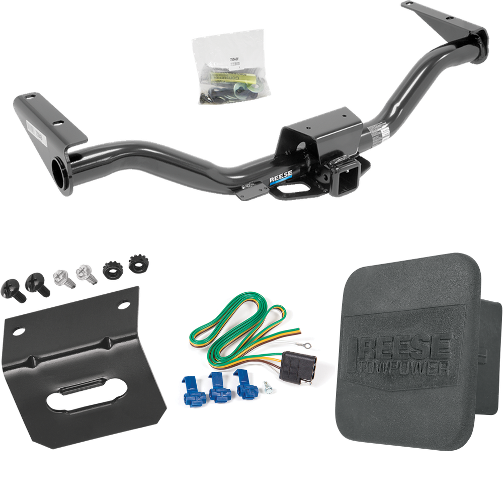 Se adapta al paquete de enganche de remolque Chevrolet Colorado 2015-2022 con arnés de cableado plano de 4 + soporte de cableado + cubierta de enganche de Reese Towpower