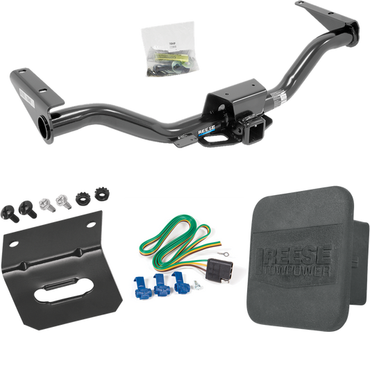 Se adapta al paquete de enganche de remolque Chevrolet Colorado 2015-2022 con arnés de cableado plano de 4 + soporte de cableado + cubierta de enganche de Reese Towpower