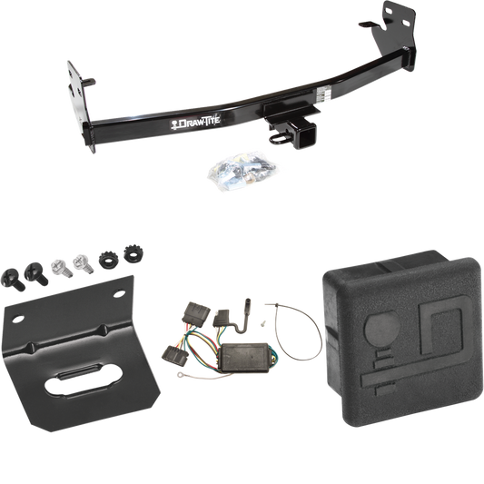 Fits 2007-2008 Isuzu i-370 Trailer Hitch Tow PKG w/ 4-Flat Wiring Harness + Wiring Bracket + Hitch Cover By Draw-Tite