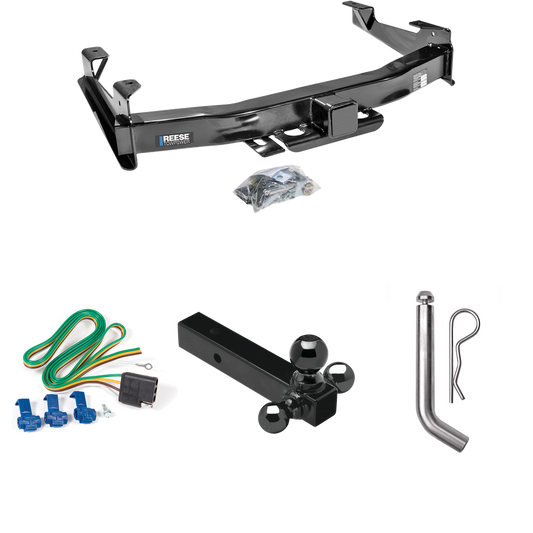 Fits 2003-2007 Chevrolet Silverado 2500 HD Trailer Hitch Tow PKG w/ 4-Flat Wiring Harness + Triple Ball Ball Mount 1-7/8" & 2" & 2-5/16" Trailer Balls + Pin/Clip (For (Classic) Models) By Reese Towpower