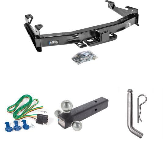 Se adapta al paquete de remolque con enganche para remolque GMC Sierra 2500 HD 2003-2007 con arnés de cableado de 4 planos + soporte de bola triple de bolas de remolque de 1-7/8" y 2" y 2-5/16" + pasador/clip (para (Classic ) Modelos) Por Reese Towpower