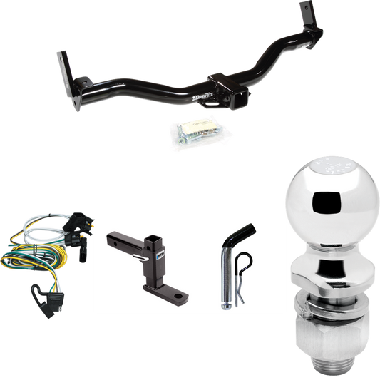 Fits 2001-2003 Ford Explorer Sport Trailer Hitch Tow PKG w/ 4-Flat Wiring Harness + Adjustable Drop Rise Ball Mount + Pin/Clip + 2" Ball By Draw-Tite