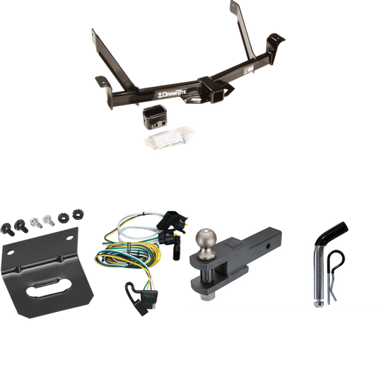 Fits 2001-2003 Ford Explorer Sport Trailer Hitch Tow PKG w/ 4-Flat Wiring Harness + Clevis Hitch Ball Mount w/ 2" Ball + Pin/Clip + Wiring Bracket By Draw-Tite