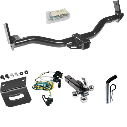 Fits 2001-2003 Ford Explorer Sport Trailer Hitch Tow PKG w/ 4-Flat Wiring Harness + Triple Ball Ball Mount 1-7/8" & 2" & 2-5/16" Trailer Balls w/ Tow Hook + Pin/Clip + Wiring Bracket By Reese Towpower