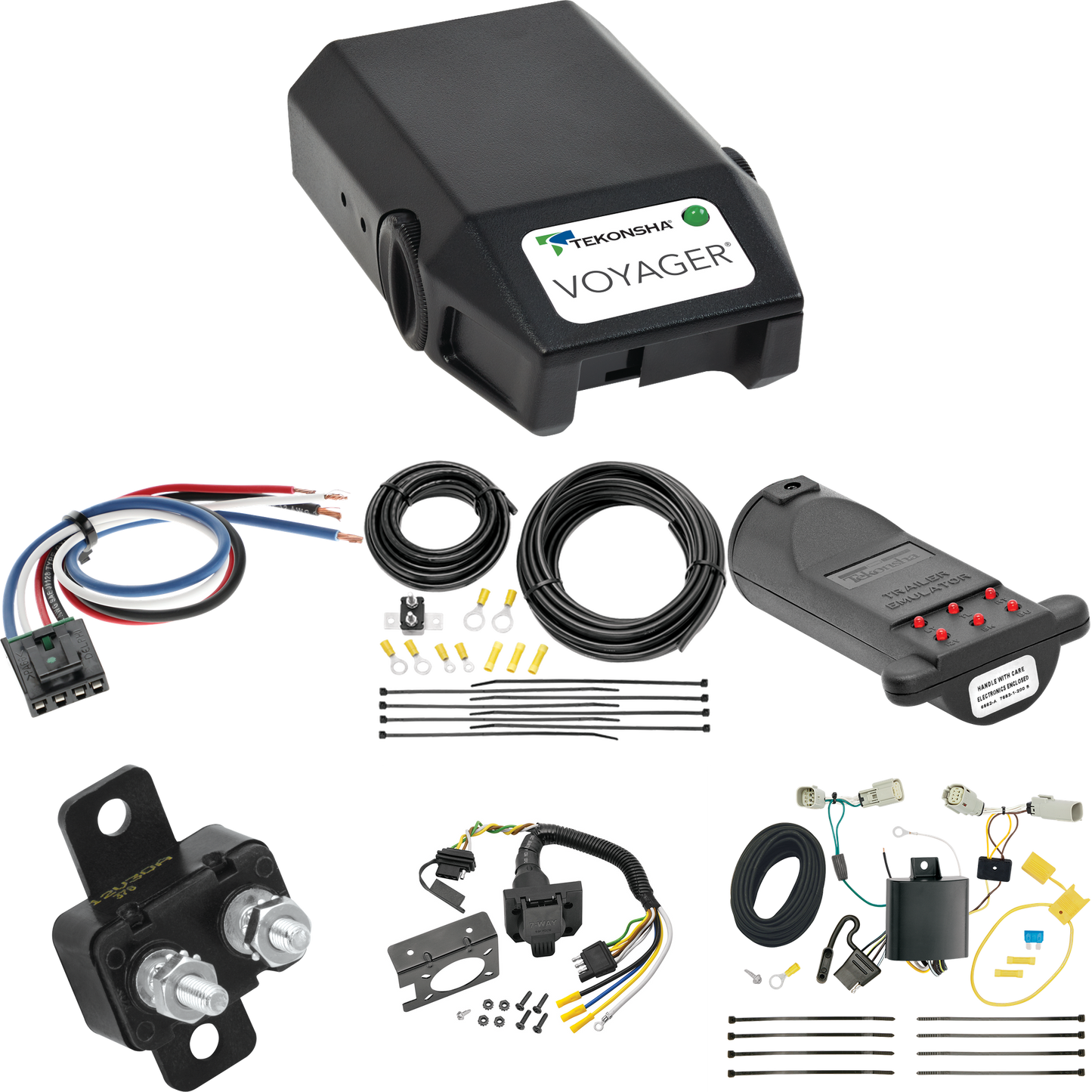 Compatible con cableado de 7 vías Lincoln MKX RV 2016-2018 + control de freno Tekonsha Voyager + adaptador de cableado BC genérico + probador de 7 vías y emulador de remolque de Tekonsha