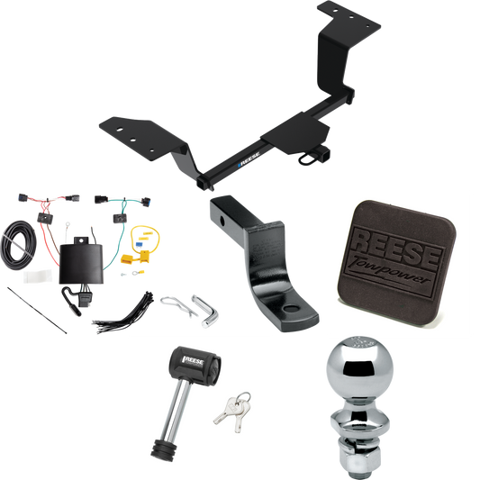 Fits 2019-2023 KIA Forte Trailer Hitch Tow PKG w/ 4-Flat Wiring Harness + Draw-Bar + 2" Ball + Hitch Cover + Hitch Lock (For Sedan Models) By Reese Towpower