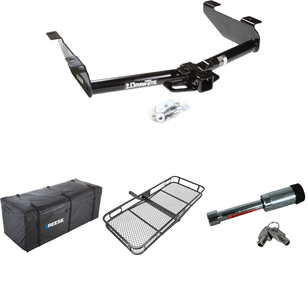 Se adapta al paquete de remolque con enganche para remolque Chevrolet Silverado 2500 HD 2003-2007 con transportador de carga de 60" x 24" + bolsa de carga + bloqueo de enganche (para modelos (clásicos)) de Draw-Tite