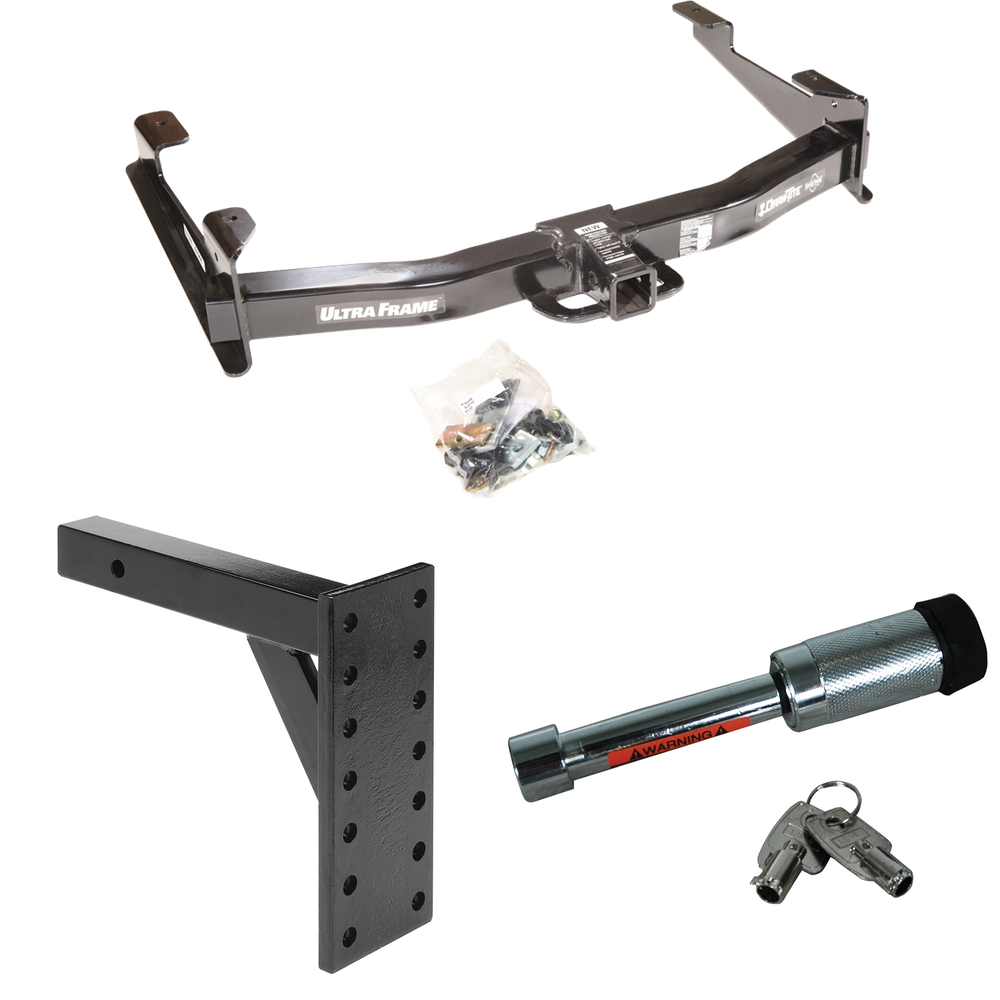 Fits 2007-2010 Chevrolet Silverado 2500 HD Trailer Hitch Tow PKG w/ 7 Hole Pintle Hook Mounting Plate + Hitch Lock By Draw-Tite