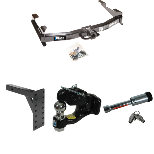 Fits 2003-2007 Chevrolet Silverado 3500 Trailer Hitch Tow PKG w/ 7 Hole Pintle Hook Mounting Plate + Pintle Hook & 1-7/8" Ball Combination + Hitch Lock (For (Classic) Models) By Reese Towpower