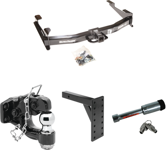 Fits 2007-2010 Chevrolet Silverado 2500 HD Trailer Hitch Tow PKG w/ 7 Hole Pintle Hook Mounting Plate + Pintle Hook & 2" Ball Combination + Hitch Lock By Draw-Tite