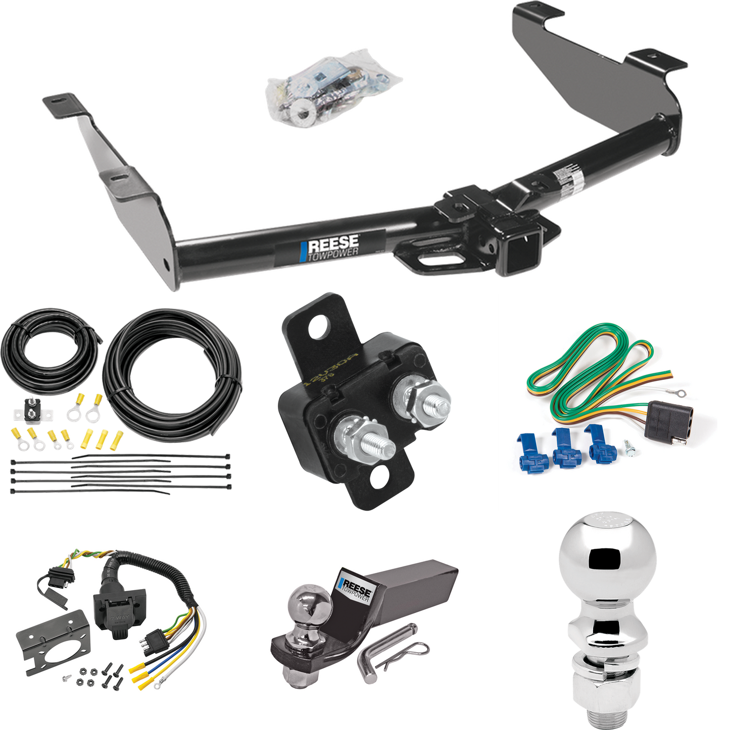 Fits 2003-2007 GMC Sierra 2500 HD Trailer Hitch Tow PKG w/ 7-Way RV Wiring + 2" & 2-5/16" Ball + Drop Mount (For (Classic) Models) By Reese Towpower