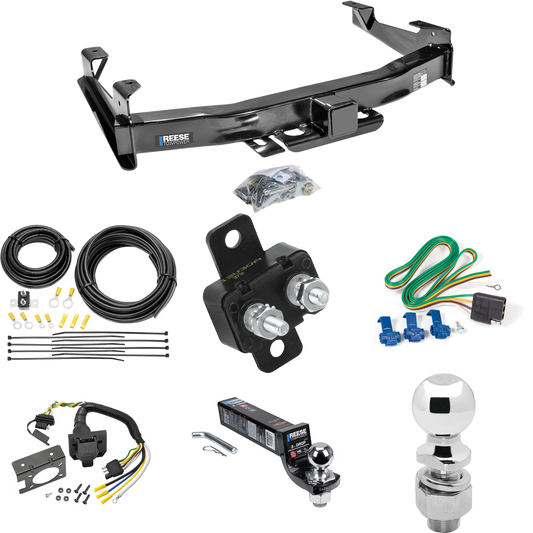 Fits 2001-2002 GMC Sierra 3500 Trailer Hitch Tow PKG w/ 7-Way RV Wiring + 2" & 2-5/16" Ball + Drop Mount By Reese Towpower