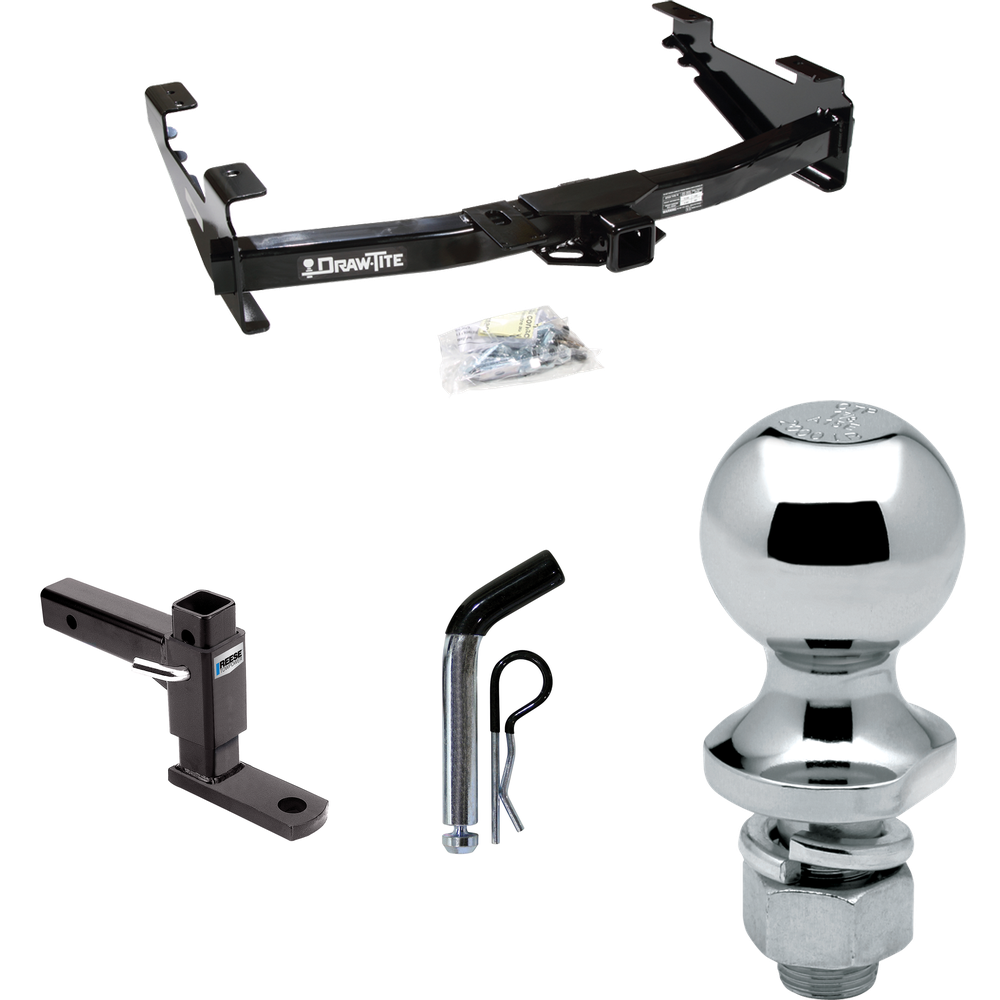 Fits 2001-2002 Chevrolet Silverado 3500 Trailer Hitch Tow PKG w/ Adjustable Drop Rise Ball Mount + Pin/Clip + 1-7/8" Ball By Draw-Tite