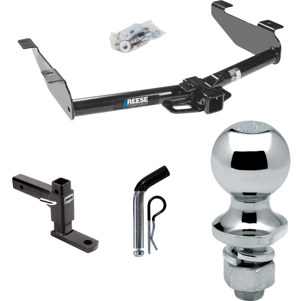 Fits 2001-2002 GMC Sierra 2500 HD Trailer Hitch Tow PKG w/ Adjustable Drop Rise Ball Mount + Pin/Clip + 1-7/8" Ball By Reese Towpower