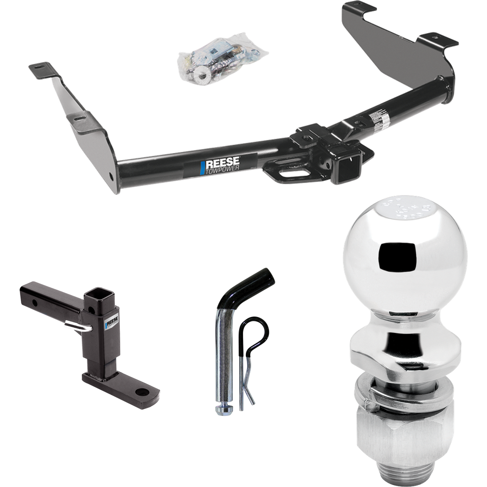 Fits 2007-2010 GMC Sierra 2500 HD Trailer Hitch Tow PKG w/ Adjustable Drop Rise Ball Mount + Pin/Clip + 2" Ball By Reese Towpower