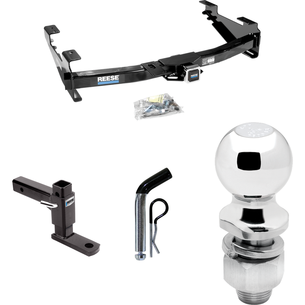 Fits 2003-2007 Chevrolet Silverado 3500 Trailer Hitch Tow PKG w/ Adjustable Drop Rise Ball Mount + Pin/Clip + 2" Ball (For (Classic) Models) By Reese Towpower