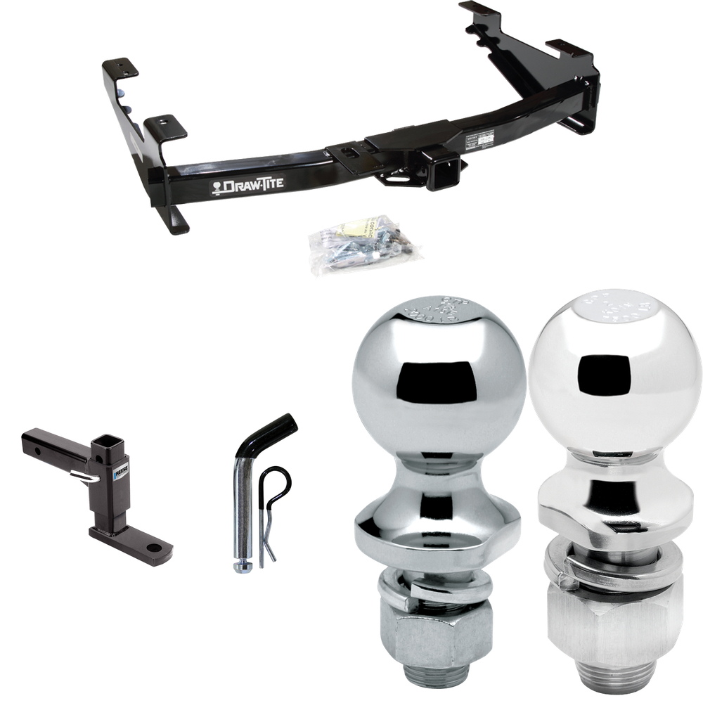 Fits 2003-2007 GMC Sierra 3500 Trailer Hitch Tow PKG w/ Adjustable Drop Rise Ball Mount + Pin/Clip + 2" Ball + 1-7/8" Ball (For (Classic) Models) By Draw-Tite