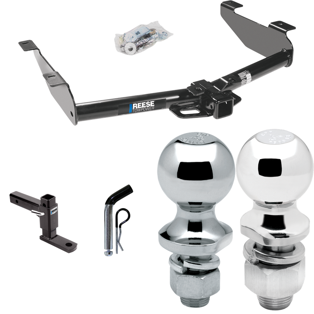 Fits 2007-2010 GMC Sierra 3500 HD Trailer Hitch Tow PKG w/ Adjustable Drop Rise Ball Mount + Pin/Clip + 2" Ball + 1-7/8" Ball By Reese Towpower