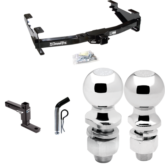 Fits 2001-2002 GMC Sierra 2500 HD Trailer Hitch Tow PKG w/ Adjustable Drop Rise Ball Mount + Pin/Clip + 2" Ball + 2-5/16" Ball By Draw-Tite