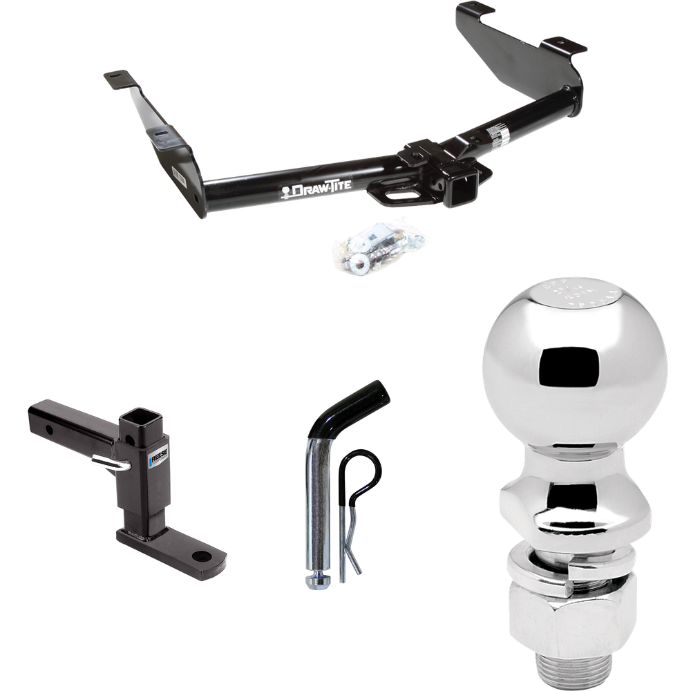 Fits 2001-2002 GMC Sierra 2500 HD Trailer Hitch Tow PKG w/ Adjustable Drop Rise Ball Mount + Pin/Clip + 2-5/16" Ball By Draw-Tite