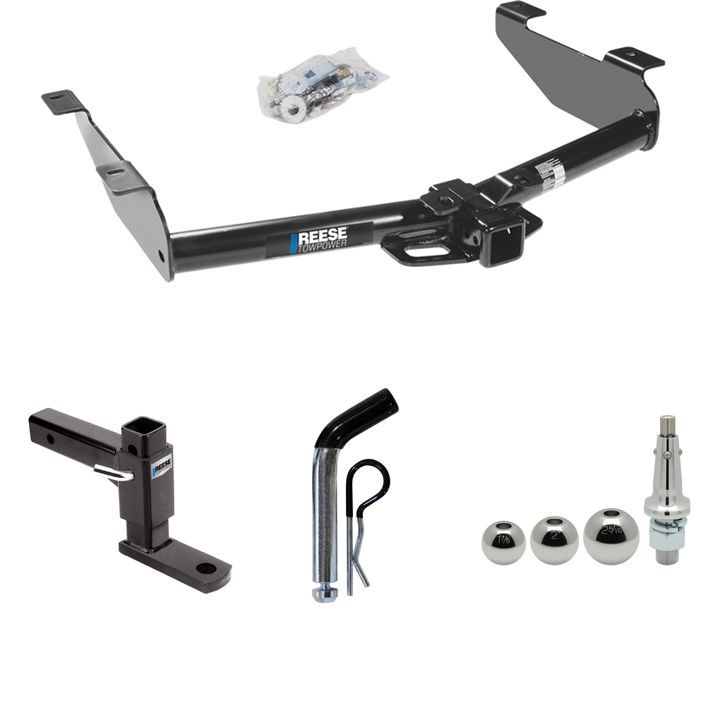 Fits 2003-2007 GMC Sierra 3500 Trailer Hitch Tow PKG w/ Adjustable Drop Rise Ball Mount + Pin/Clip + Inerchangeable 1-7/8" & 2" & 2-5/16" Balls (For (Classic) Models) By Reese Towpower