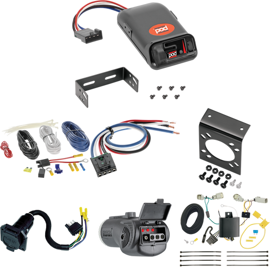 Se adapta al cableado de 7 vías Lincoln MKX RV 2016-2018 + control de freno POD serie Pro + adaptador de cableado BC genérico + probador 2 en 1 y adaptador de 7 a 4 vías de Tekonsha