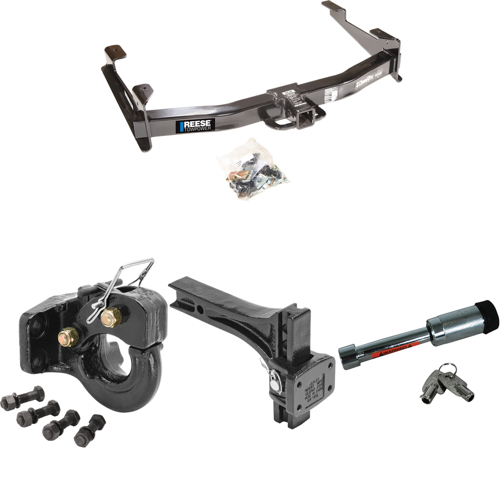 Fits 2003-2007 GMC Sierra 3500 Trailer Hitch Tow PKG w/ Adjustable Pintle Hook Mounting Plate + 10K Pintle Hook + Hitch Lock (For (Classic) Models) By Reese Towpower