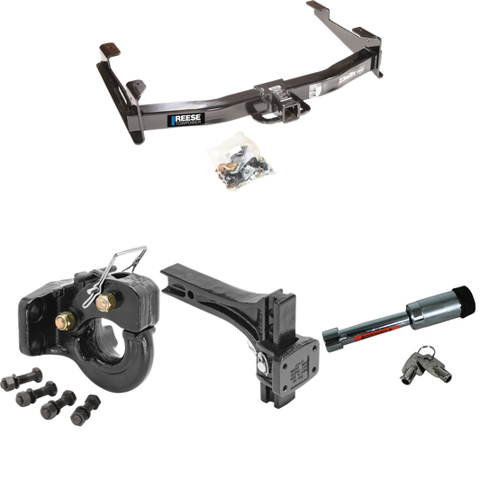 Fits 2007-2010 GMC Sierra 2500 HD Trailer Hitch Tow PKG w/ Adjustable Pintle Hook Mounting Plate + 10K Pintle Hook + Hitch Lock By Reese Towpower