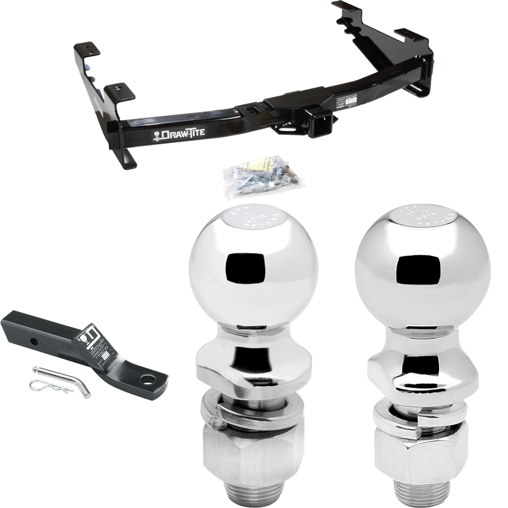 Fits 2003-2007 GMC Sierra 2500 HD Trailer Hitch Tow PKG w/ Ball Mount w/ 2" Drop + 2" Ball + 2-5/16" Ball (For (Classic) Models) By Draw-Tite