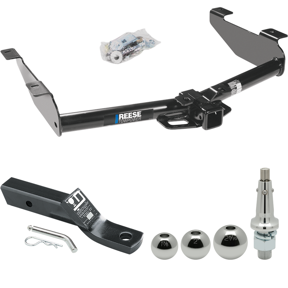 Fits 2007-2010 GMC Sierra 2500 HD Trailer Hitch Tow PKG w/ Ball Mount w/ 2" Drop + Interchangeable Ball 1-7/8" & 2" & 2-5/16" By Reese Towpower