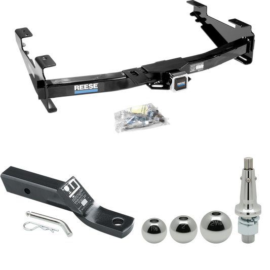 Fits 2003-2007 GMC Sierra 2500 HD Trailer Hitch Tow PKG w/ Ball Mount w/ 2" Drop + Interchangeable Ball 1-7/8" & 2" & 2-5/16" (For (Classic) Models) By Reese Towpower