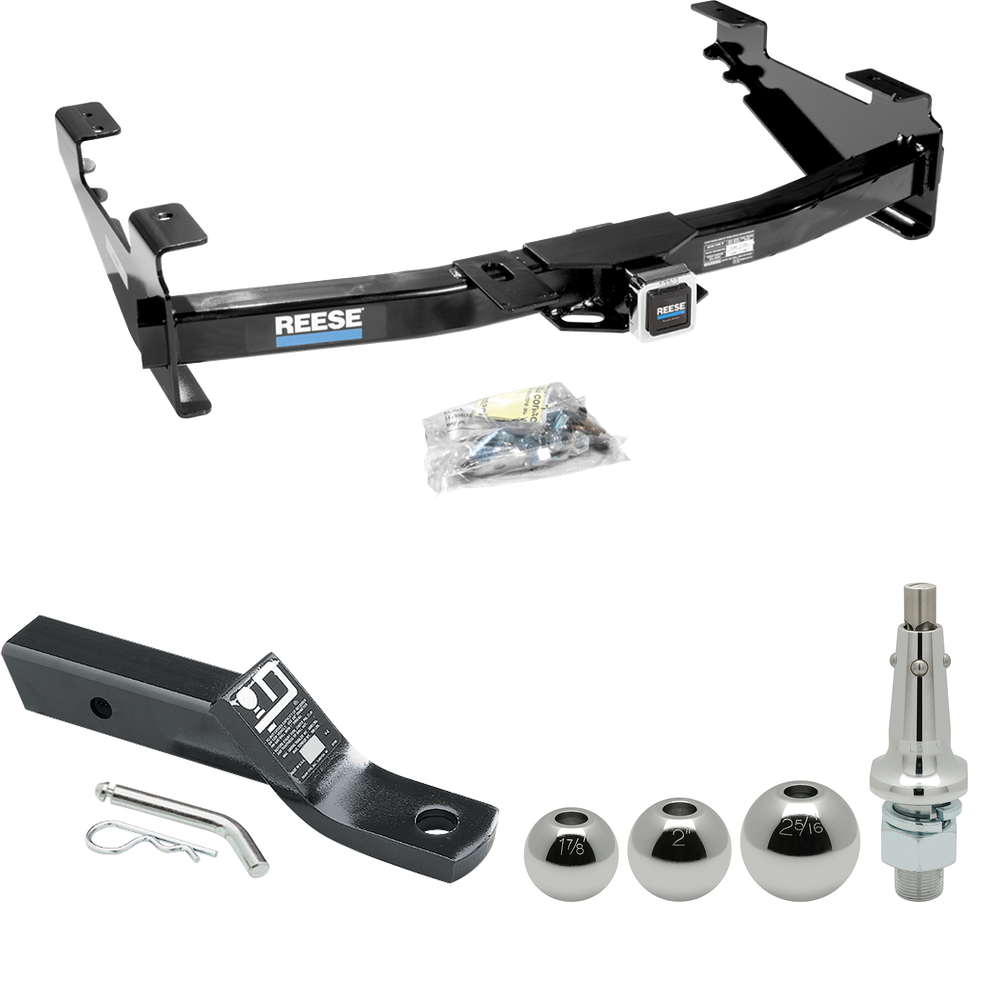 Fits 2003-2007 Chevrolet Silverado 2500 HD Trailer Hitch Tow PKG w/ Ball Mount w/ 2" Drop + Interchangeable Ball 1-7/8" & 2" & 2-5/16" (For (Classic) Models) By Reese Towpower