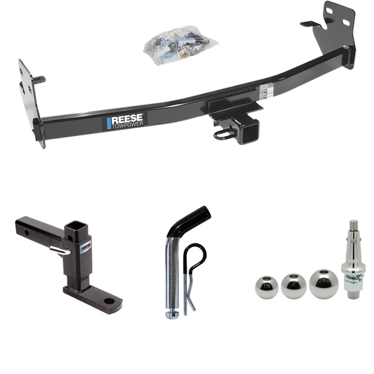 Fits 2004-2012 Chevrolet Colorado Trailer Hitch Tow PKG w/ Adjustable Drop Rise Ball Mount + Pin/Clip + Inerchangeable 1-7/8" & 2" & 2-5/16" Balls By Reese Towpower