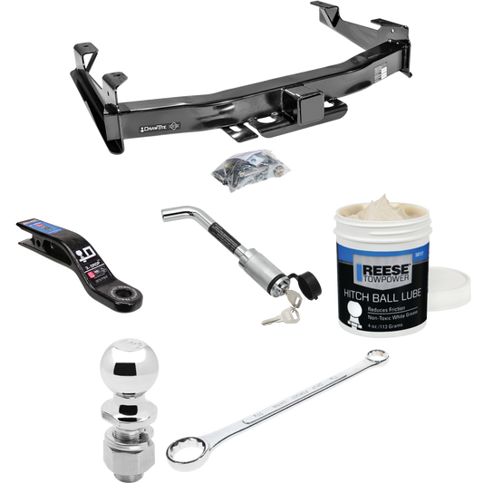 Fits 2001-2002 GMC Sierra 3500 Trailer Hitch Tow PKG w/ Ball Mount w/ 3" Drop + Hitch Lock + 2-5/16" Ball + Ball Wrench + Ball Lube By Draw-Tite