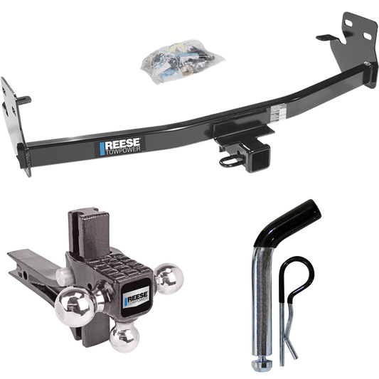 Fits 2004-2012 Chevrolet Colorado Trailer Hitch Tow PKG w/ Adjustable Drop Rise Triple Ball Ball Mount 1-7/8" & 2" & 2-5/16" Trailer Balls + Pin/Clip By Reese Towpower