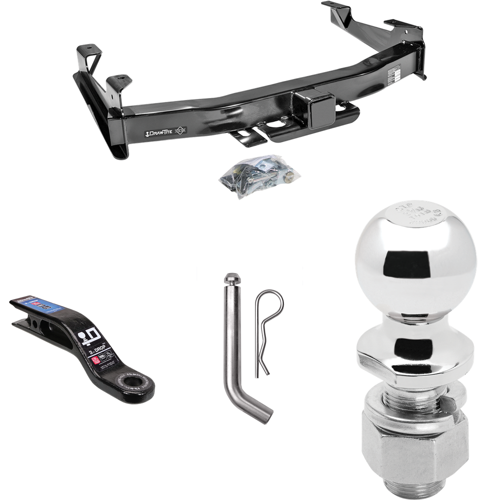 Fits 2003-2007 GMC Sierra 2500 HD Trailer Hitch Tow PKG w/ Ball Mount w/ 3" Drop + Pin/Clip + 2-5/16" Ball (For (Classic) Models) By Draw-Tite