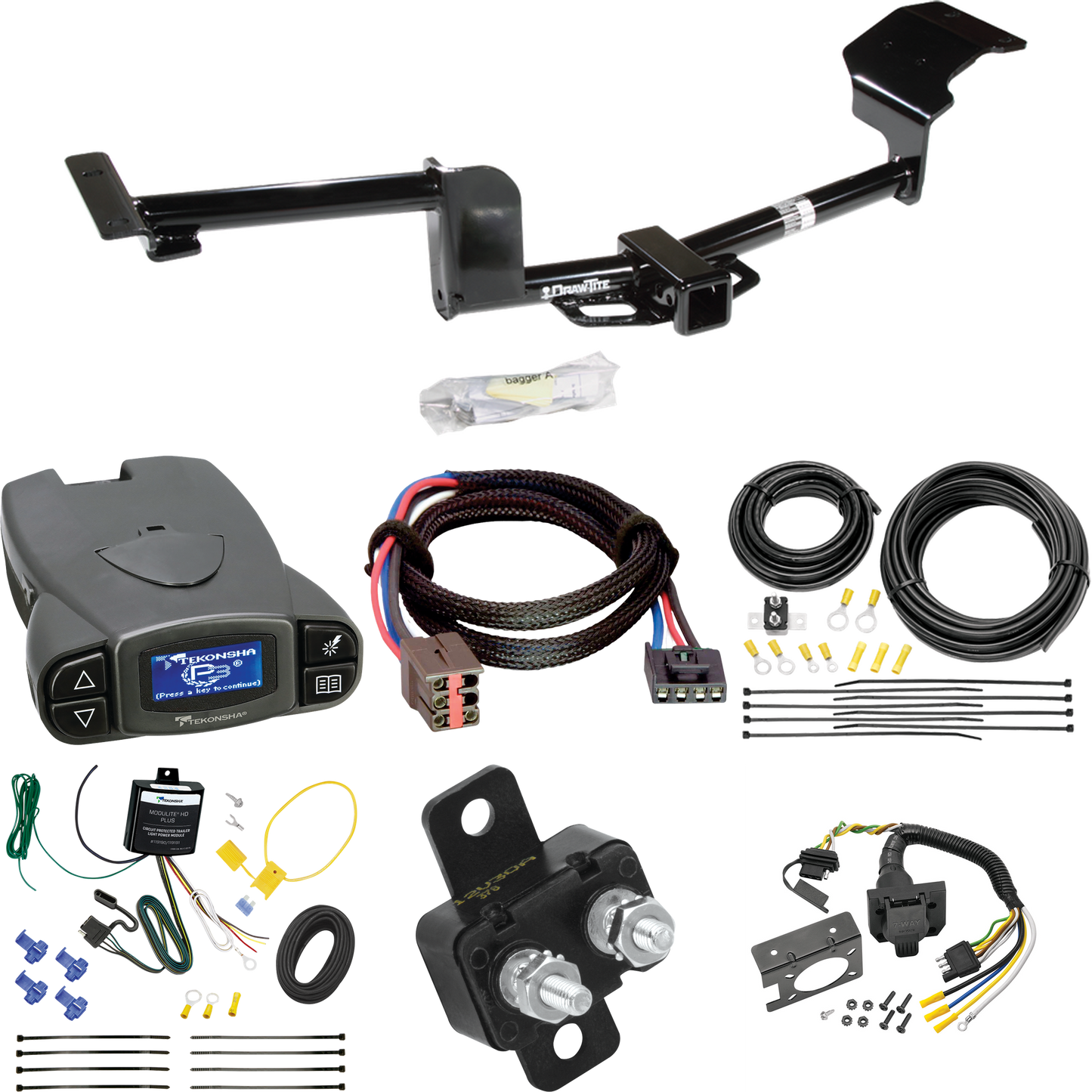 Fits 2010-2011 Lincoln MKT Trailer Hitch Tow PKG w/ Tekonsha Prodigy P3 Brake Control + Plug & Play BC Adapter + 7-Way RV Wiring By Draw-Tite