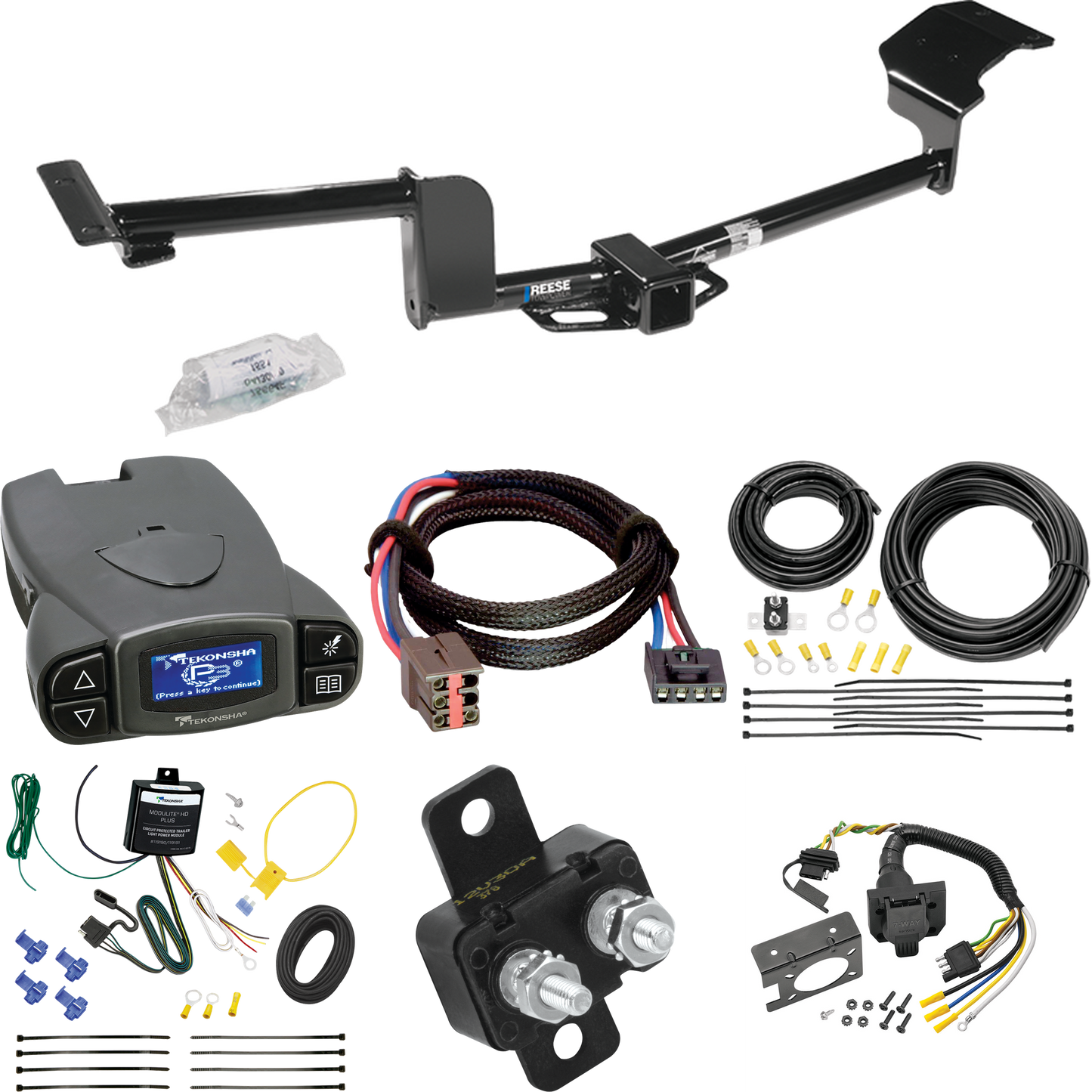 Fits 2010-2011 Lincoln MKT Trailer Hitch Tow PKG w/ Tekonsha Prodigy P3 Brake Control + Plug & Play BC Adapter + 7-Way RV Wiring By Reese Towpower