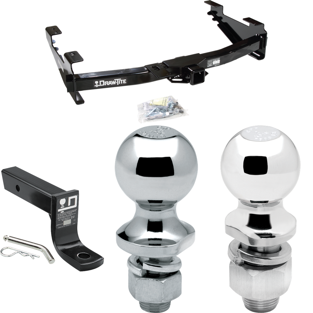 Fits 2001-2002 GMC Sierra 2500 HD Trailer Hitch Tow PKG w/ Ball Mount w/ 4" Drop + 2" Ball + 1-7/8" Ball By Draw-Tite