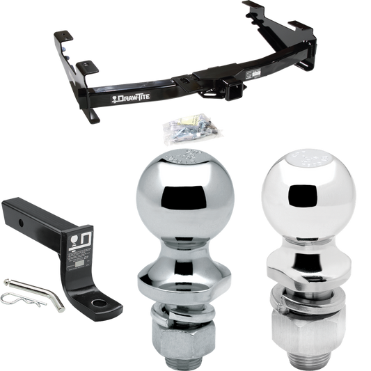 Fits 2001-2002 GMC Sierra 2500 HD Trailer Hitch Tow PKG w/ Ball Mount w/ 4" Drop + 2" Ball + 1-7/8" Ball By Draw-Tite