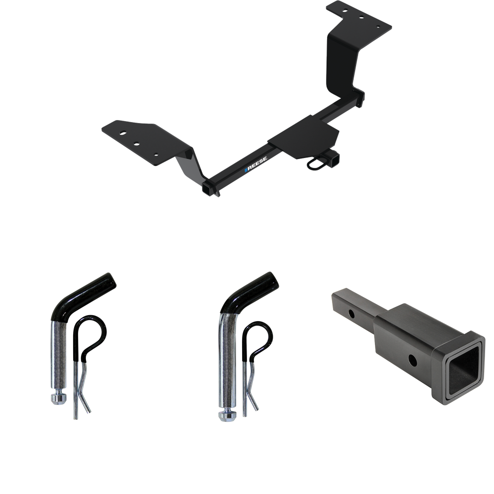 Fits 2019-2023 KIA Forte Trailer Hitch Tow PKG w/ Hitch Adapter 1-1/4" to 2" Receiver + 1/2" Pin & Clip + 5/8" Pin & Clip (For Sedan Models) By Reese Towpower