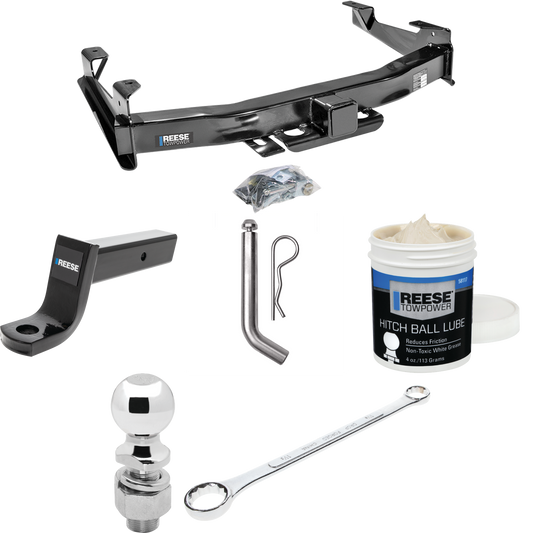 Fits 2007-2010 Chevrolet Silverado 3500 HD Trailer Hitch Tow PKG w/ Ball Mount w/ 5" Drop + Pin/Clip + 2-5/16" Ball + Ball Wrench + Ball Lube By Reese Towpower