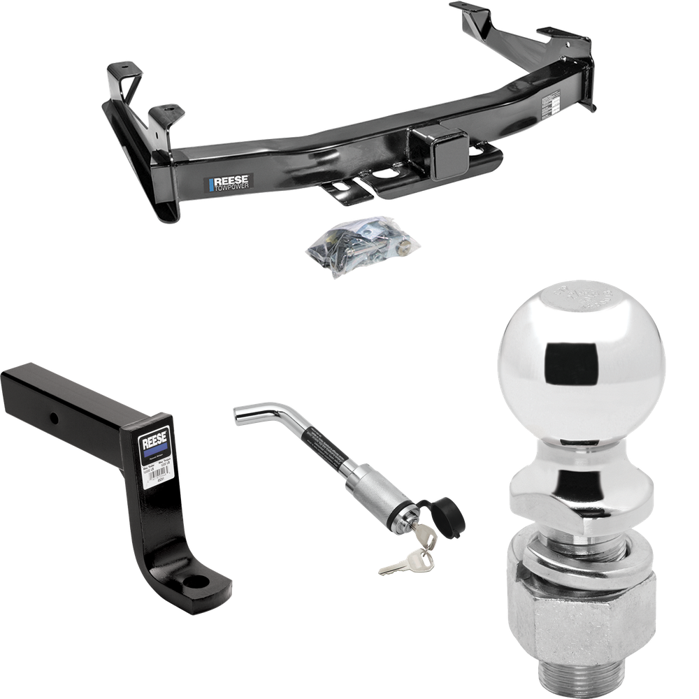 Fits 2001-2002 GMC Sierra 2500 HD Trailer Hitch Tow PKG w/ Ball Mount w/ 7-3/4" Drop + Hitch Lock + 2-5/16" Ball By Reese Towpower