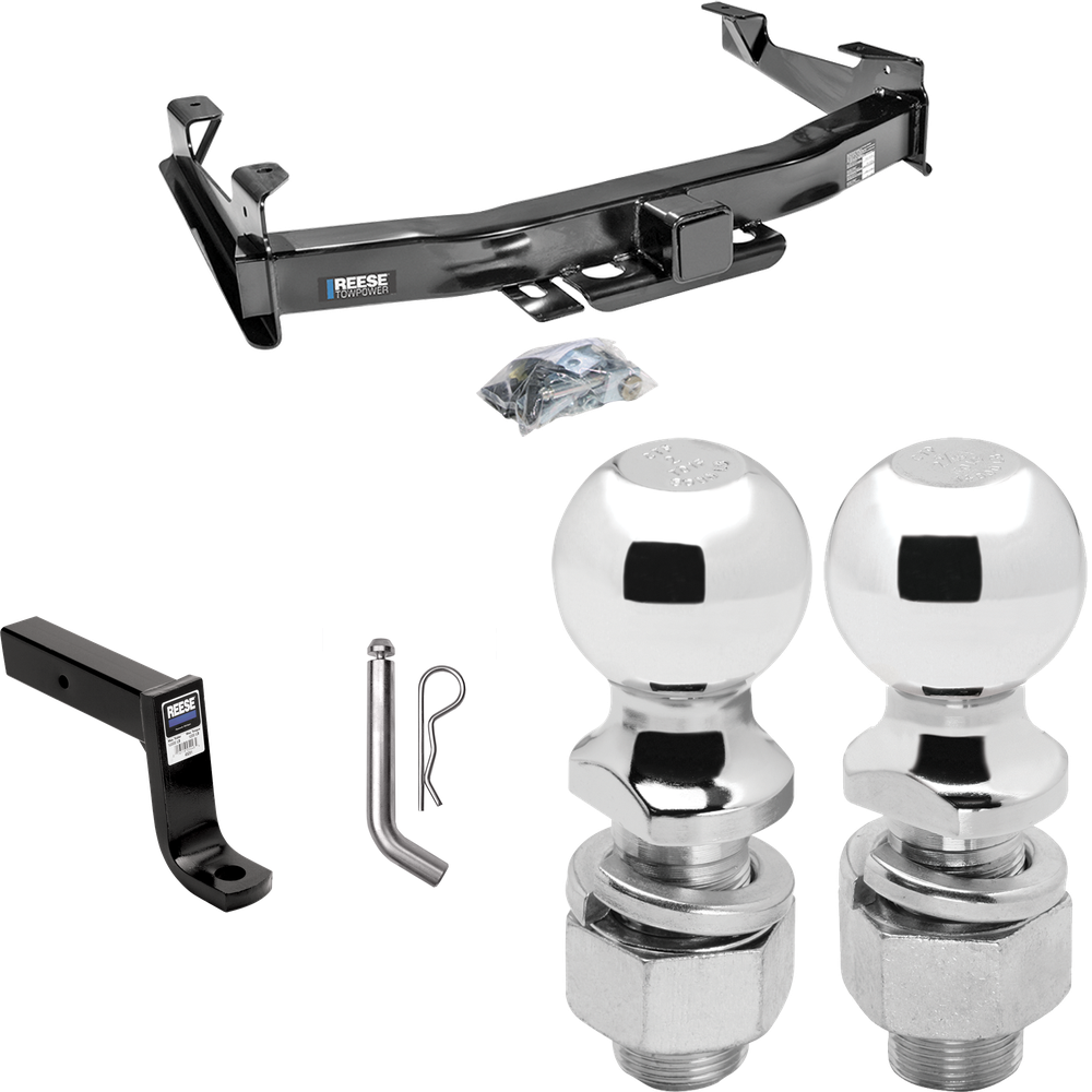 Fits 2007-2010 Chevrolet Silverado 3500 HD Trailer Hitch Tow PKG w/ Ball Mount w/ 7-3/4" Drop + Pin/Clip + 2" Ball + 2-5/16" Ball By Reese Towpower