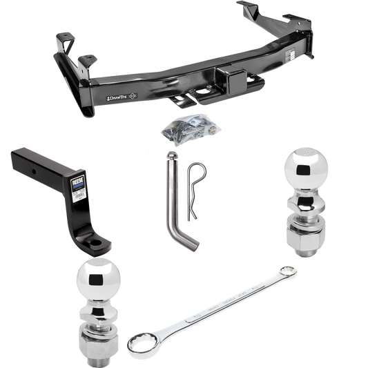 Fits 2001-2002 GMC Sierra 2500 HD Trailer Hitch Tow PKG w/ Ball Mount w/ 7-3/4" Drop + Pin/Clip + 2" Ball + 2-5/16" Ball + Ball Wrench + Ball Lube By Draw-Tite