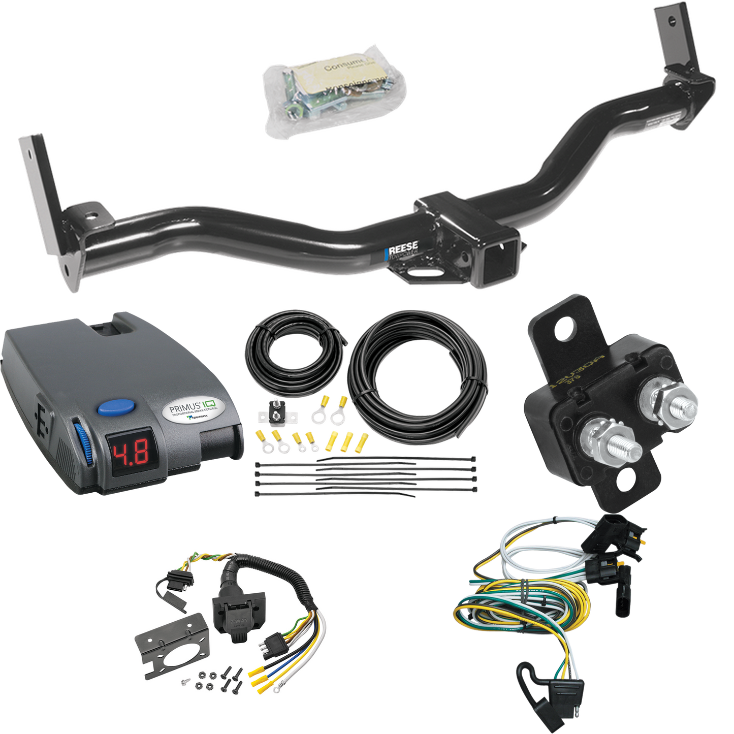 Fits 2001-2003 Ford Explorer Sport Trailer Hitch Tow PKG w/ Tekonsha Primus IQ Brake Control + 7-Way RV Wiring By Reese Towpower