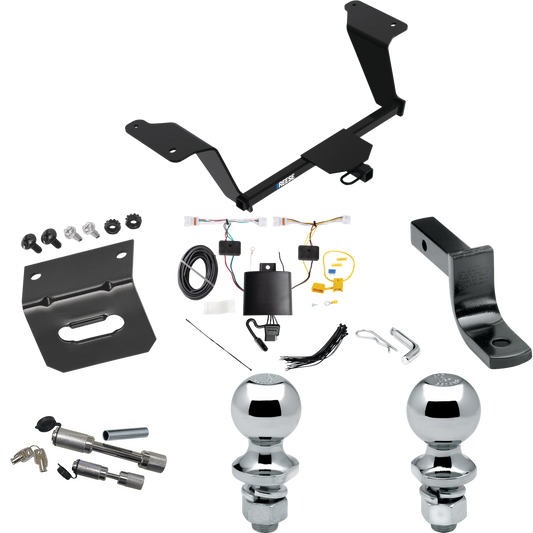 Se adapta al paquete de remolque con enganche de remolque KIA K5 2021-2023 con arnés de cableado de 4 planos + barra de tracción + bola de 1-7/8" + bola de 2" + soporte de cableado + enganche doble y cerraduras de acoplador de Reese Towpower